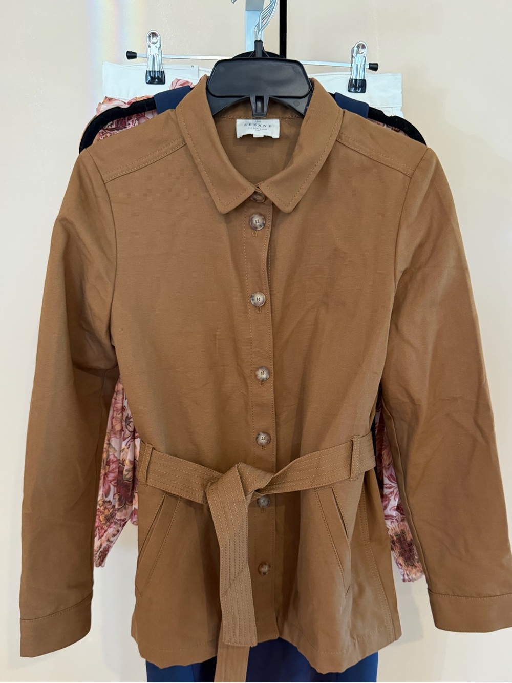 Sezane Tan Utility Belted Jacket (36/XS)